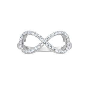 925 Sterling Silver Womens Cubic-Zirconia Infinity Ring Size 7
